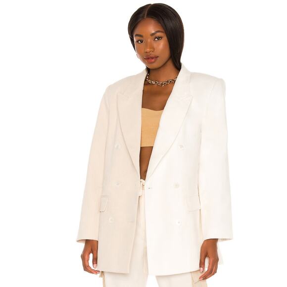 L'Academie The Ashley Blazer in Beige & Ivory – NWT Size Small - Picture 2 of 8